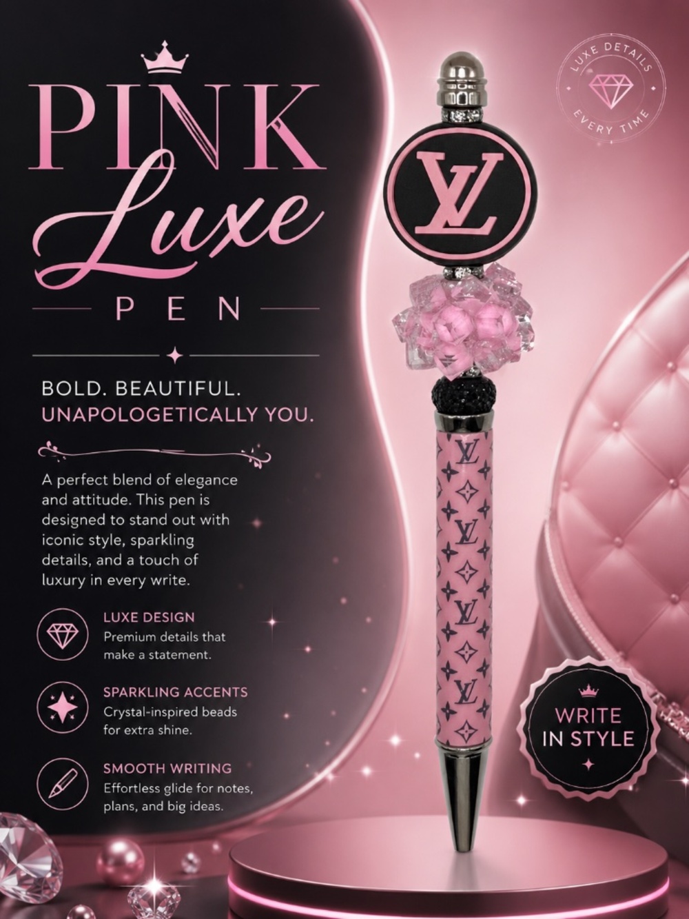 Pink and Black Glamour Pen